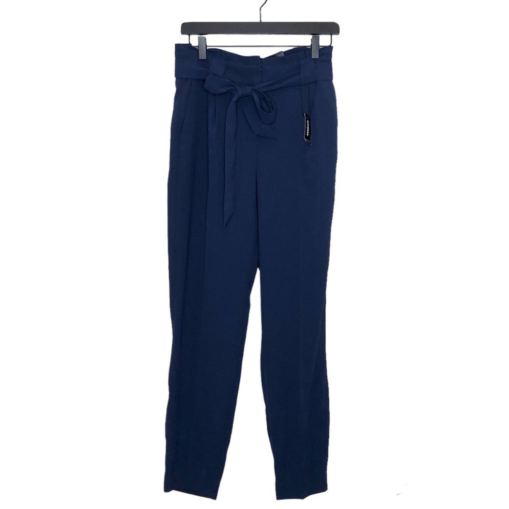 NWT Express Navy Blue Paperboy Waist Straight Leg Trouser Slack Pants